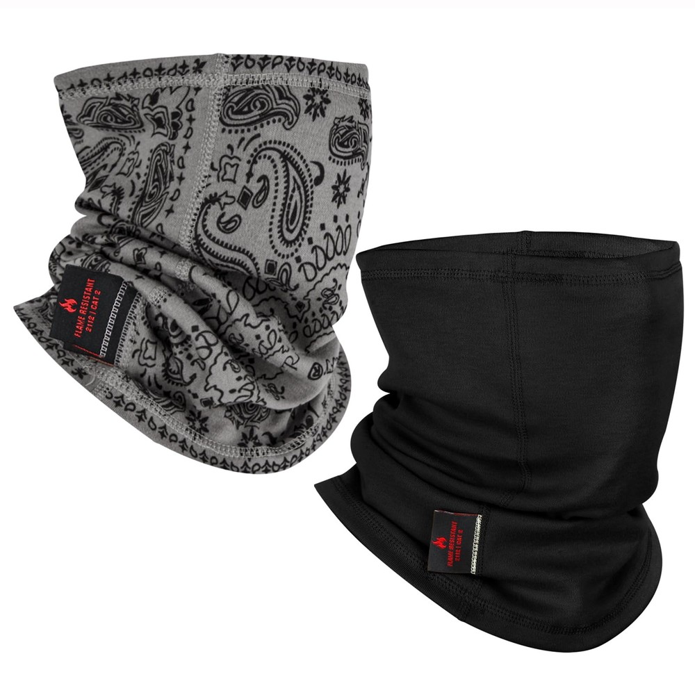 LANLFY 2pcs Flame Resistant Face Mask for One Size, Paisley 1pc & Black