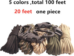 Paracord,Paracord 550 Combo Crafting Kits with 5 Types Buckles,20 Feet Each Para