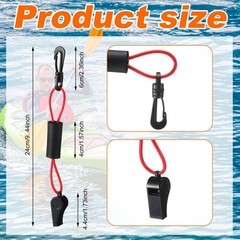 Seenelling 2 Pcs Whistle with Lanyard for Safety Boat Black and Red