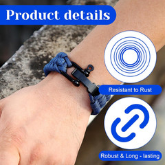 4 Pack Durable Paracord Bracelet, Paracord Bracelet Shackle Buckle, Metal Surviv