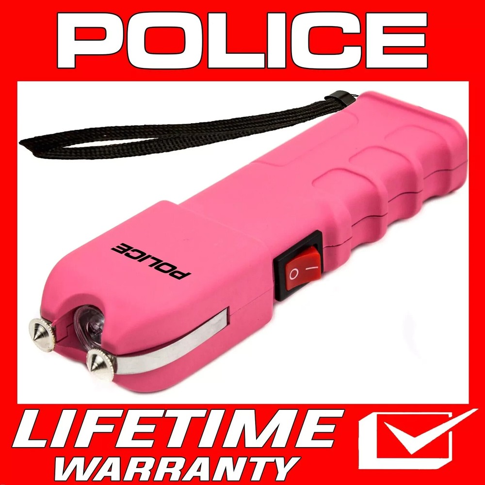 POLICE Stun Gun 928 Max Volt Heavy Duty Rechargeable LED Flashlight Pink