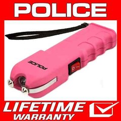 POLICE Stun Gun 928 Max Volt Heavy Duty Rechargeable LED Flashlight Pink