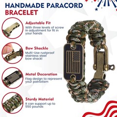 Liliaafar 40 Pcs Memorial Day Patriotic Paracord Bracelet for Dad Veteran Tac…