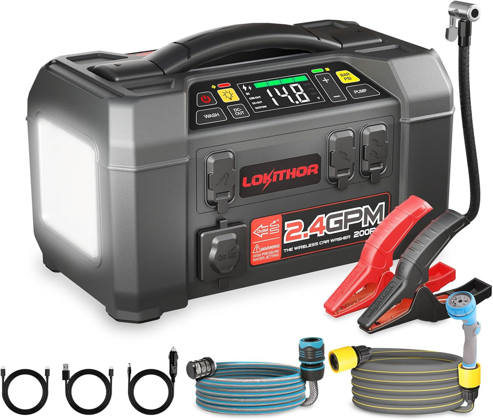 AW401 5-In-1 Multi-Function Emergency Tool, 2500A Jump Starter + Cordless Air Co