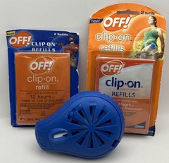 Off! Clip-on Fan Blue (preowned) Circulated Mosquito Repellent w/ 4 Refills NOS