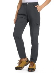 TBMPOY Women’s Hiking Cargo Pants Lightweight Water X-Large, Dark Grey
