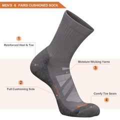 Heatuff Men’s 6 One Size, Black 2, Navy Blue Grey 1 and Green 1 (6 Pairs)