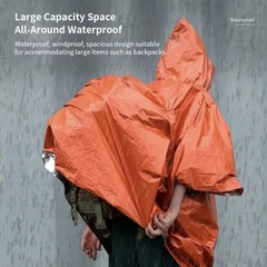 1 Orange Poncho SOS Emergency Survive Forest Hot Rain R (Foreign Shipping