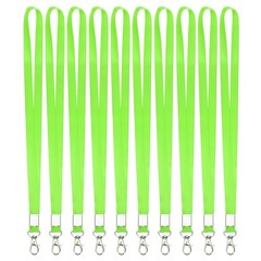 10Pcs 16.9″ Polyester Flat Lanyard with Lobster Clasp, Fluorescent Green