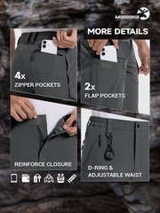 Moosehill Hiking Pants Men Vents: Cargo Lightweight 34W x 32L, Dark Grey