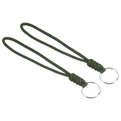 2pcs 8″ Paracord Lanyard with Keyring Wrist Cord Badge Holder Strap, Green