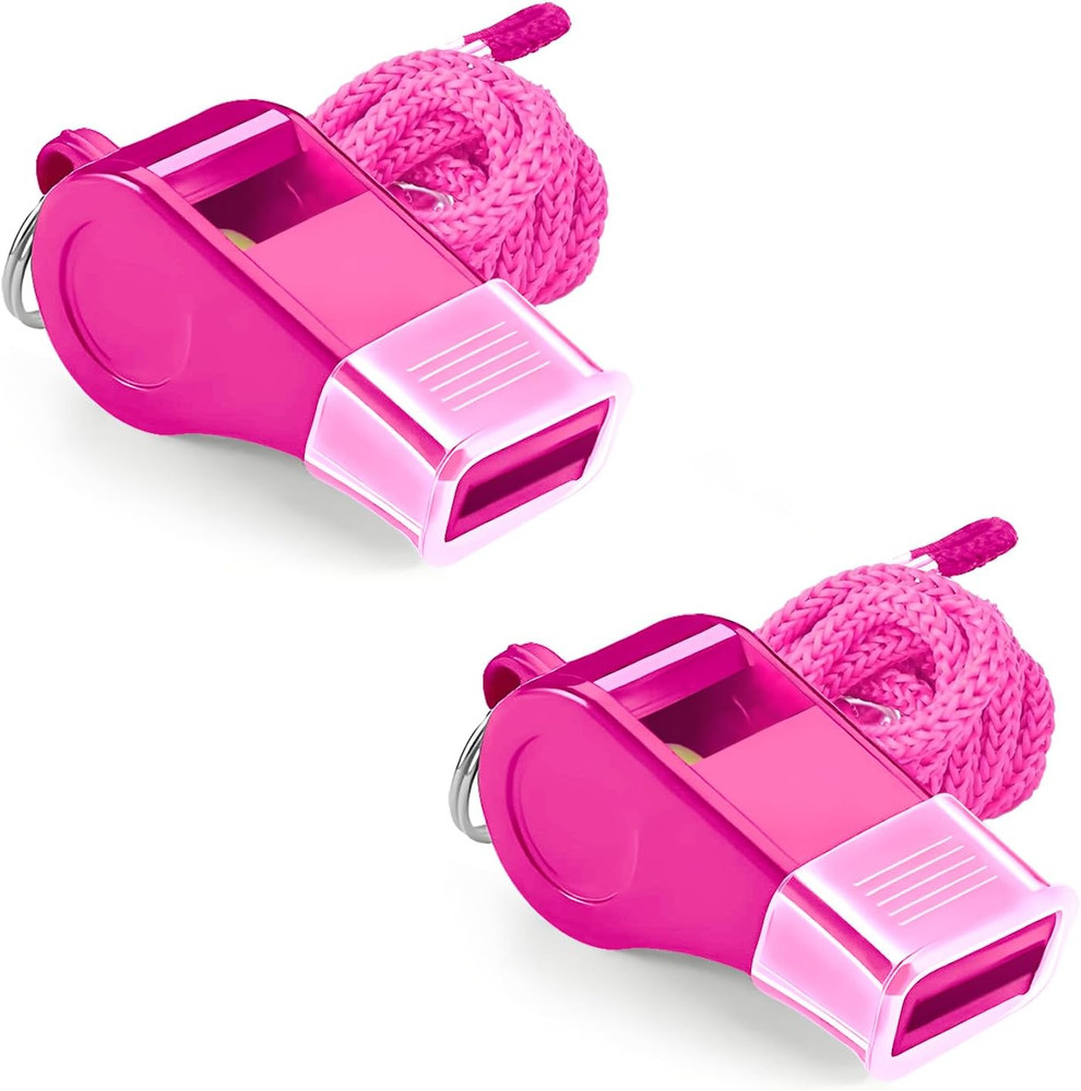 Whistle for Coaches – Pink Plastic Whistles, with Lanyard and Mouthpiece – Loud