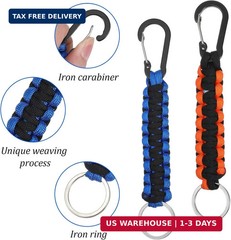 25 Pcs Paracord Keychain, Braided Lanyard Keychain Clip with Ring Hooks, Heavy D