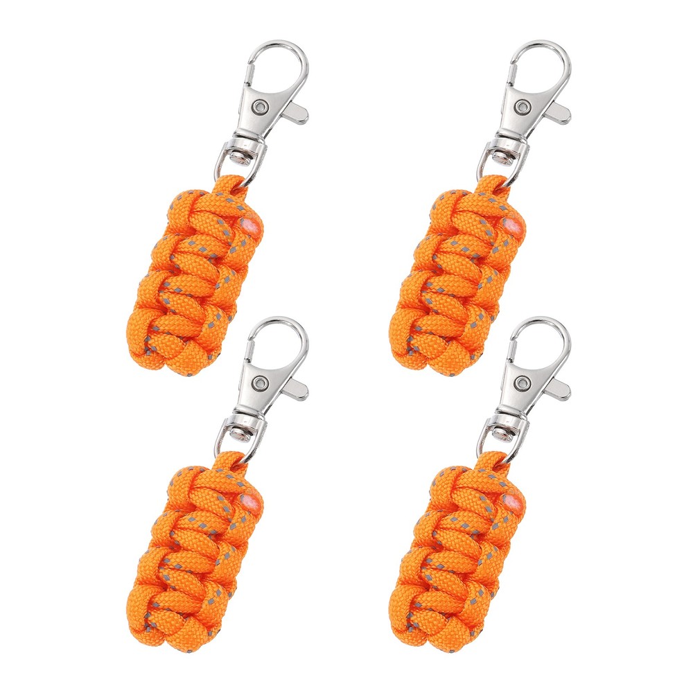 Reflective Paracord Zipper Pull, 80 mm Length for Backpack (4 Pack, Orange)