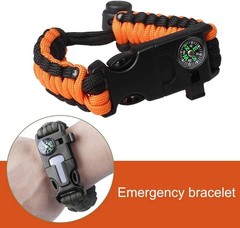 Survival Paracord Bracelet 2 Pack Flint Fire Starter Compass Whistle Black Green