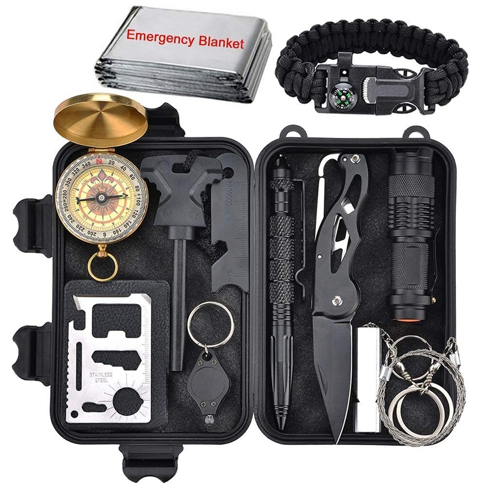 Emergency Survival Kit 13 in 1, Outdoor Survival Gear Tool with Survival Brac…