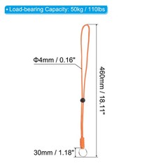 Paracord Lanyard with Keychain 18″, 2pcs Metal Hook Strap, Orange