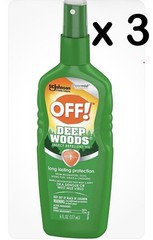 Lot of 3 OFF! Deep Woods INSECT REPELLENT VII Spray For Mosquitos, Ticks 6 oz