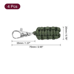 4pcs Paracord Zipper Pulls, Paracord Lanyard Keychain for Backpacks, Deep Green