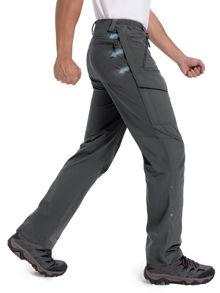 Moosehill Hiking Pants Men Vents: Cargo Lightweight 34W x 32L, Dark Grey