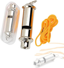 Police Whistle Metal 2 Pack Lanyard Emergency Loud 120dB Camping Hiking Camp