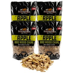Bear Mountain BBQ Apple BBQ Wood Chips for Outdoor Grills, 2 lb Bag-Pack of 6