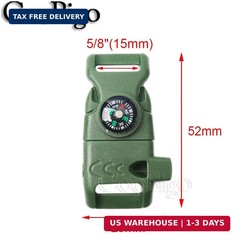 CooBigo 5/8″ Compass Whistle Buckle Plastic Paracord Bracelet Outdoor Camping Em
