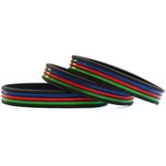 Set of Triple Stripe Wristbands – Bracelets with The Thin Blue, Red, Green Line