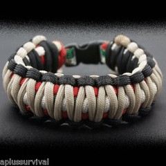 Black Sand Red White Green Paracord Survival Bracelet Type III 7 Strand 550 lb