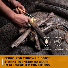 Ferro Rod Fire Starter Kit & Backpacking Multitool | Flint and Steel Striker | W