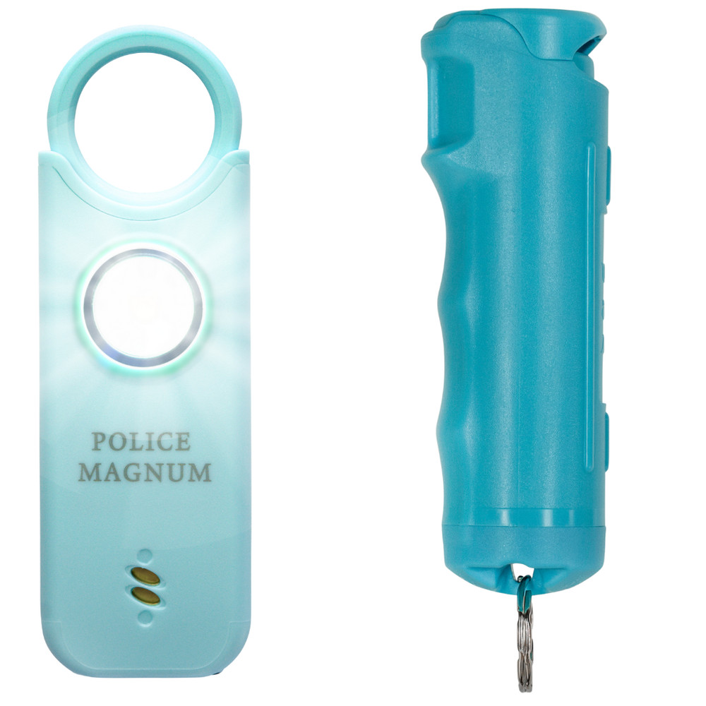 Police Magnum Personal Safety Alarm siren & Flip Top Pepper Spray Combo- Teal