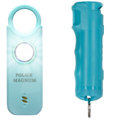 Police Magnum Personal Safety Alarm siren & Flip Top Pepper Spray Combo- Teal