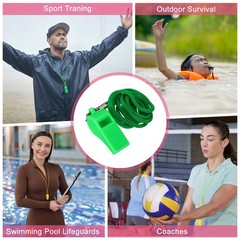 Plastic Whistles with Lanyard, 36 Pcs&Green-Fitting for (Coaches/Referee)