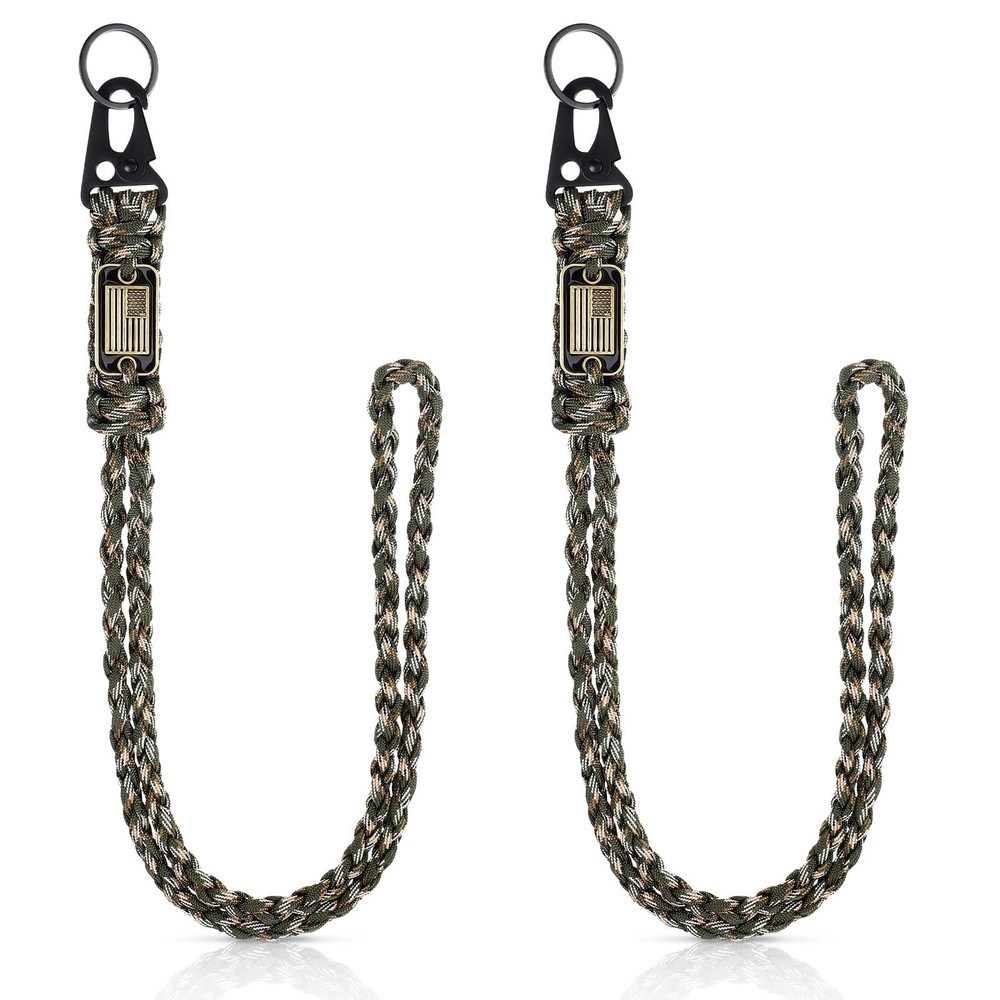 Paracord Lanyard Necklace 2 Pack Heavy Duty 550 Braided Keychain Strap Outdoor S