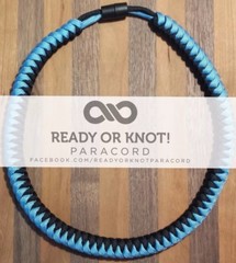 550 Paracord Snake Weave Survival Necklace Baby Blue / Black (21 inches)