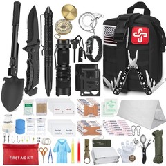238Pcs Emergency Survival Kit and First Aid Large, B-Black(Included Shovel)