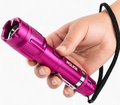 POLICE Metal Stun Gun 1159 Max Volt Rechargeable Self Defen LED Flashlight Pink