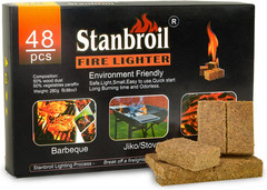 48 Pcs Fire Starters, Natural Charcoal Square Fire Starters Super Fast Lighting