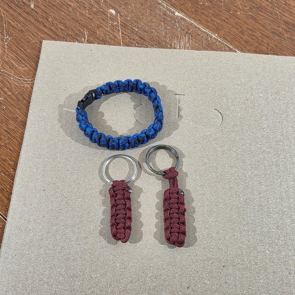 Vintage Paracord Bracelet & 2 Keychains