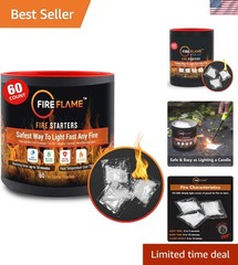 All-Purpose Instant Fire Starter – 60 Waterproof Pouches for BBQ, Camping & More