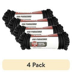 5/32 Inch X 50 Ft 550 Paracord Black 110 Lb Working Load Limit 4 Pack New