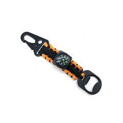 Paracord Keychain Compass Bottle Opener Braided Survival Lanyard Carabiner 1pc