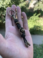 Paracord keychain, « owl « Hand-cast brass bead