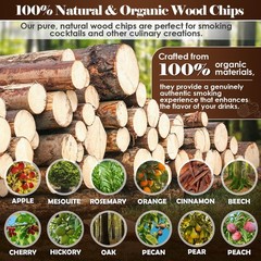 Natural Wood Chips for Cocktail Smoker, 12 Flavors Wood Chips Including Apple…