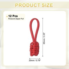 12Pcs Reflective Paracord Zipper Pull, 85 mm Length for Backpacks, Red