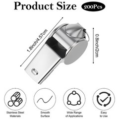 100 Pcs Stainless Steel Whistle Bulk with Lanyard, Loud, Clear Sound Metal Re…