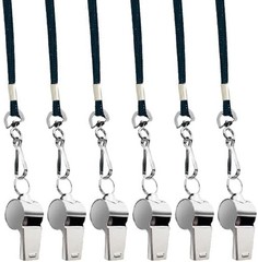 6-Pack Stainless Steel Whistles with Lanyards – Loud, Clear Sound for Coaches,