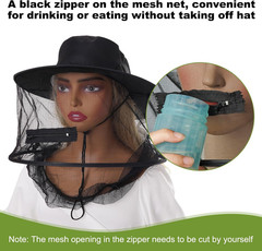 Mosquito Head Net Hat Sun Hat Garden Bug Hat with Hidden Net Mesh for Outdoor…