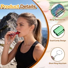 Bling Whistle, 2 Pcs&Multicolor Rhinestone/ Green Whistle