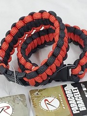 Paracord Bracelet (Set Of 2) 7″ & 8″ Black & Red (Rothco) New W/Tags